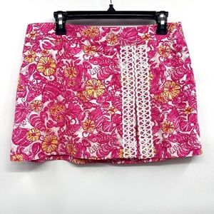 Lilly Pulitzer January Skort Sz 2 Chum Bucket Jarvy Print Yellow White and Pink